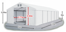 Skladový stan 6x12x2m strecha PVC 560g/m2 boky PVC 500g/m2 konštrukcie LETO PLUS