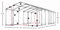Skladový stan celoroční 5x20x2,5m nehořlavá plachta PVC 600g/m2 konstrukce POLÁRNÍ