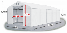 Skladový stan 4x10x2,5m strecha PVC 620g/m2 boky PVC 620g/m2 konštrukcia POLÁRNA
