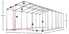Párty stan 4x12x3,5m strecha PVC 620g/m2 boky PVC 620g/m2 konštrukcia ZIMA PLUS