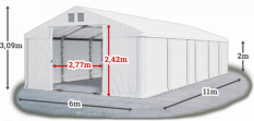 Skladový stan 6x11x2m střecha PVC 580g/m2 boky PVC 500g/m2 konstrukce LÉTO PLUS