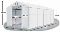 Skladový stan 4x9x3,5m střecha PVC 580g/m2 boky PVC 500g/m2 konstrukce ZIMA PLUS