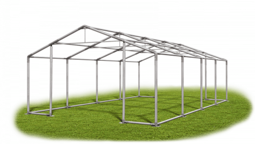 Garážový stan 5x8x2m střecha PVC 560g/m2 boky PVC 500g/m2 konstrukce ZIMA - Barva střešní plachty: Zelená, Barva boční plachty: Šedá, Barva svislých pruhů: Červená