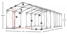 Skladový stan 4x20x2,5xm střecha PVC 620g/m2 boky PVC 620g/m2 konstrukce POLÁRNÍ PLUS