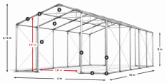 Skladový stan 4x10x3m střecha PVC 580g/m2 boky PVC 500g/m2 konstrukce ZIMA PLUS