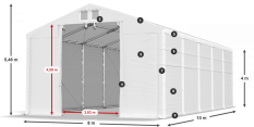Skladový stan 8x10x4m střecha PVC 620g/m2 boky PVC 620g/m2 konstrukce ZIMA PLUS