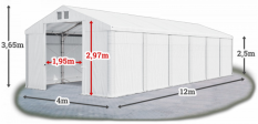 Skladový stan 4x12x2,5m strecha PVC 560g/m2 boky PVC 500g/m2 konštrukcia POLÁRNA