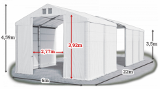 Skladový stan 6x22x3,5m strecha PVC 560g/m2 boky PVC 500g/m2 konštrukcia ZIM
