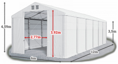 Skladový stan 6x12x3,5m střecha PVC 560g/m2 boky PVC 500g/m2 konstrukce ZIMA PLUS