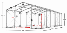 Skladový stan celoročný 6x18x2,5m nehorľavá plachta PVC 600g/m2 konštrukcia POLÁRNA