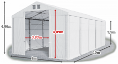 Skladový stan 8x10x3,5m strecha PVC 560g/m2 boky PVC 500g/m2 konštrukcia POLÁRNA