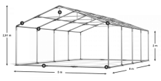 Skladový stan 5x8x2m nehořlavá plachta PVC 600g/m2 konstrukce LÉTO PLUS