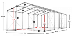 Skladový stan celoroční 6x60x3m nehořlavá plachta PVC 600g/m2 konstrukce ZIMA PLUS