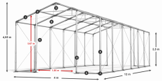 Párty stan 4x12x3,5m střecha PVC 560g/m2 boky PVC 500g/m2 konstrukce ZIMA PLUS