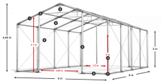 Skladový stan celoročný 8x8x3m nehorľavá plachta PVC 600g/m2 konštrukcia ZIMA PLUS