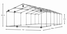 Párty stan 5x50x2m strecha PVC 560g/m2 boky PVC 500g/m2 konštrukcia LÉTO PLUS