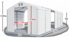 Skladový stan 6x16x4m strecha PVC 560g/m2 boky PVC 500g/m2 konštrukcia POLÁRNA