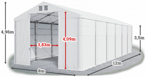 Skladový stan 8x12x3,5m strecha PVC 620g/m2 boky PVC 620g/m2 konštrukcia POLÁRNA