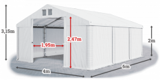 Skladový stan 4x6x2m střecha PVC 560g/m2 boky PVC 500g/m2 HALYSTANY.CZ