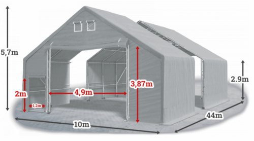 Skladová hala 10x44x3m střecha boky PVC 720 g/m2 konstrukce ARKTICKÁ