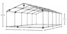Párty stan 4x10x2m strecha PVC 620g/m2 boky PVC 620g/m2 konštrukcia LÉTO PLUS