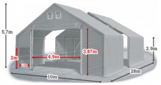 Skladová hala 10x28x3m střecha boky PVC 720 g/m2 konstrukce ARKTICKÁ