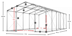 Skladový stan celoročný 6x10x2,5m nehorľavá plachta PVC 600g/m2 konštrukcia ZIMA PLUS