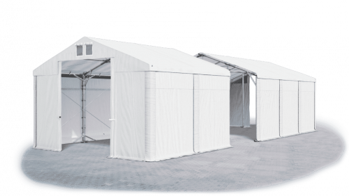 Skladový stan 4x16x2,5m střecha PVC 560g/m2 boky PVC 500g/m2 konstrukce POLÁRNÍ PLUS