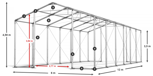 Párty stan 6x12x3,5m střecha PVC 620g/m2 boky PVC 620g/m2 konstrukce ZIMA PLUS Párty stan 6x12x3,5m střecha PVC 620g/m2 boky PVC 620g/m2 konstrukce ZIMA PLUS
