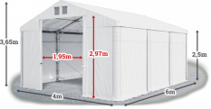Skladový stan 4x6x2m střecha PVC 560g/m2 boky PVC 500g/m2 HALYSTANY.CZ