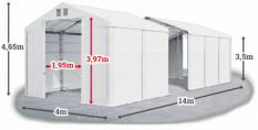 Skladový stan 4x14x3,5m strecha PVC 620g/m2 boky PVC 620g/m2 konštrukcia POLÁRNA