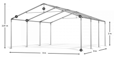 Skladový stan 5x6x2m střecha PE 240g/m2 boky PE 240g/m2 konstrukce LÉTO