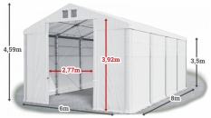Skladový stan 6x8x3,5m střecha PVC 560g/m2 boky PVC 500g/m2 konstrukce ZIMA PLUS