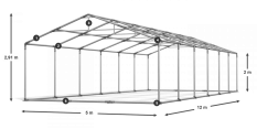 Skladový stan 5x12x2m nehořlavá plachta PVC 600g/m2 konstrukce LÉTO PLUS