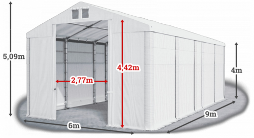 Skladový stan 6x9x4m střecha PVC 580g/m2 boky PVC 500g/m2 konstrukce ZIMA