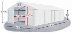 Skladový stan 4x9x2m strecha PVC 580g/m2 boky PVC 500g/m2 konštrukcie LETO