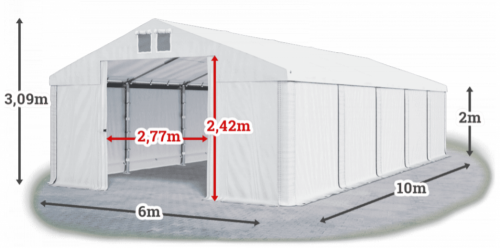 Skladový stan 6x10x2m strecha PVC 560g/m2 boky PVC 500g/m2 konštrukcie LETO