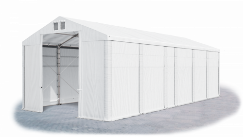 Skladový stan 4x11x3,5m střecha PVC 580g/m2 boky PVC 500g/m2 konstrukce ZIMA PLUS