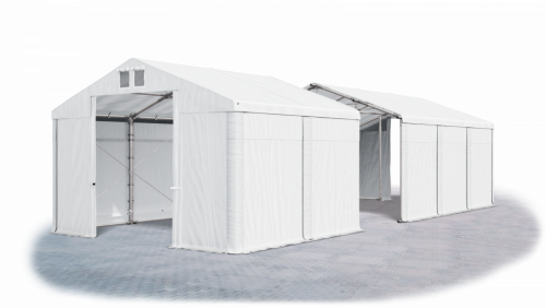 Skladový stan 4x15x2,5m střecha PVC 580g/m2 boky PVC 500g/m2 konstrukce ZIMA PLUS