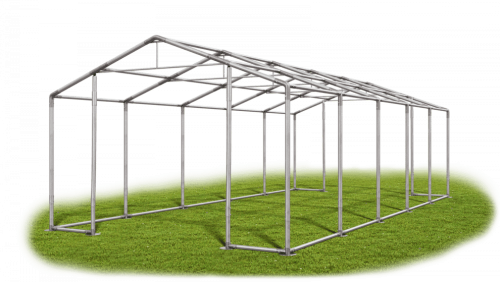 Garážový stan 5x10x3m střecha PVC 560g/m2 boky PVC 500g/m2 konstrukce ZIMA - Barva střešní plachty: Šedá, Barva boční plachty: Zelená, Barva svislých pruhů: Bílá