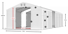 Skladový stan 8x80x3m strecha PVC 620g/m2 boky PVC 620g/m2 konštrukcia POLÁRNA