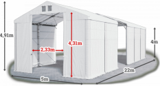 Skladový stan 5x22x4m střecha PVC 620g/m2 boky PVC 620g/m2 konstrukce POLÁRNÍ