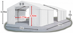 Skladový stan 6x19x2m střecha PVC 580g/m2 boky PVC 500g/m2 konstrukce POLÁRNÍ PLUS