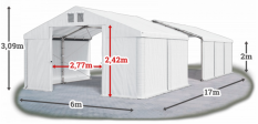 Skladový stan 6x17x2m střecha PVC 580g/m2 boky PVC 500g/m2 konstrukce ZIMA PLUS