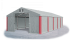 Garážový stan 4x8x2m střecha PVC 560g/m2 boky PVC 500g/m2 konstrukce ZIMA - Barva střešní plachty: Šedá, Barva boční plachty: Šedá, Barva svislých pruhů: Červená