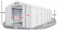Skladový stan 6x12x3,5m střecha PVC 560g/m2 boky PVC 500g/m2 konstrukce POLÁRNÍ