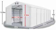 Skladový stan 6x12x4m strecha PVC 560g/m2 boky PVC 500g/m2 konštrukcia POLÁRNA PLUS