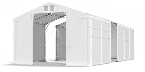 Skladový stan 8x20x4m strecha PVC 620g/m2 boky PVC 620g/m2 konštrukcia POLÁRNA PLUS