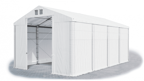 Skladový stan 4x8x4m střecha PVC 560g/m2 boky PVC 500g/m2 konstrukce ZIMA PLUS