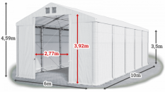 Skladový stan 6x10x3,5m střecha PVC 560g/m2 boky PVC 500g/m2 konstrukce POLÁRNÍ